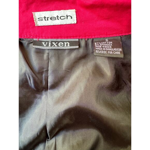 Vintage Vixen Hot Pink Cotton 3/4 Sleeves Shoulder Pads Cropped Blazer Blouse - Picture 11 of 13